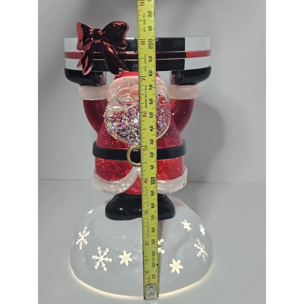 Bath & Body Works 2022 Santa Claus Light Up Water Globe 3 Wick Candle Holder